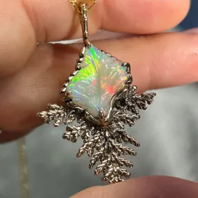 AVAILABLE PRE-ORDER- Carved Opal Bronze Pendant