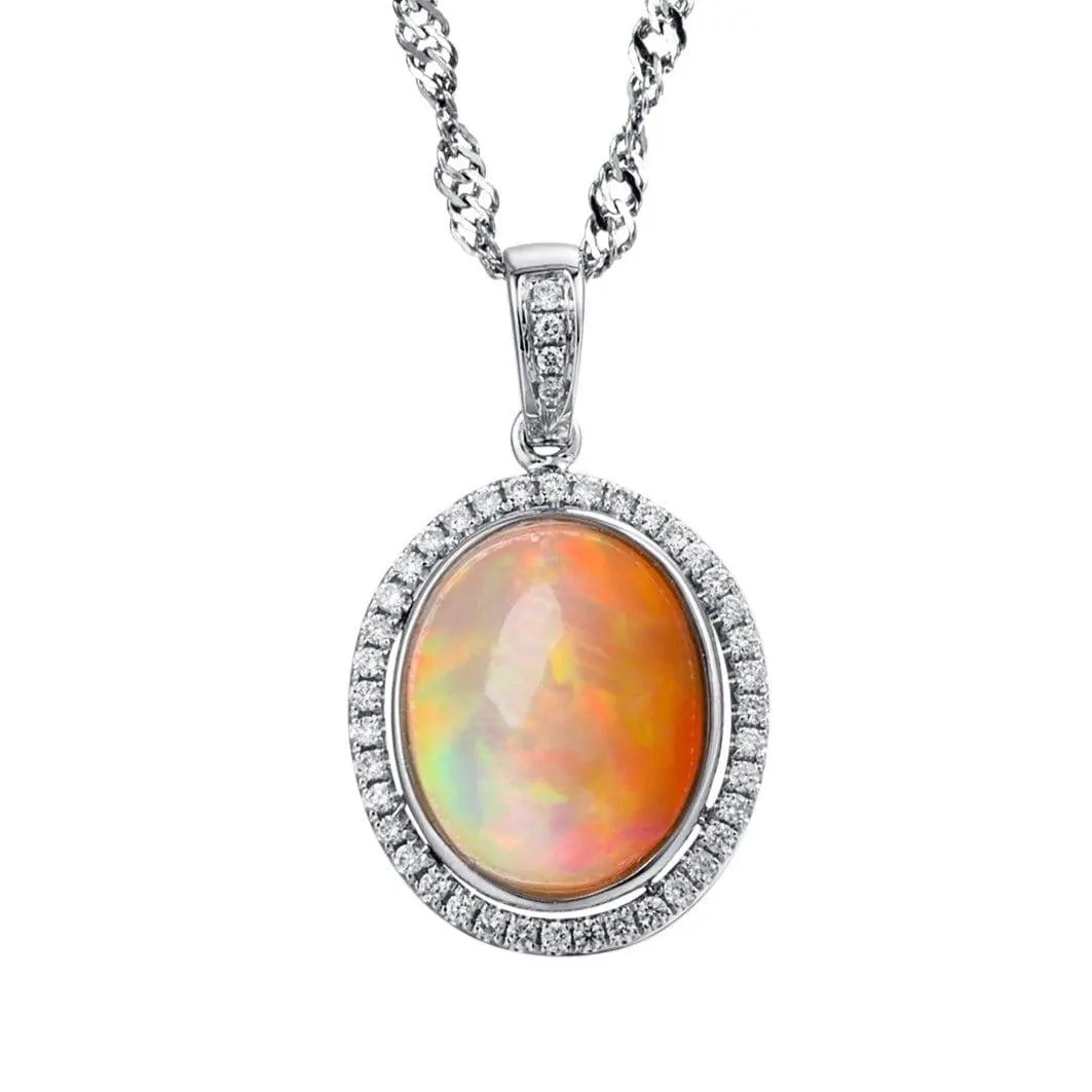 Baikalla™ "Ethiopian Opal" 18k gold Ethiopian Opal Pendant W/Diamonds