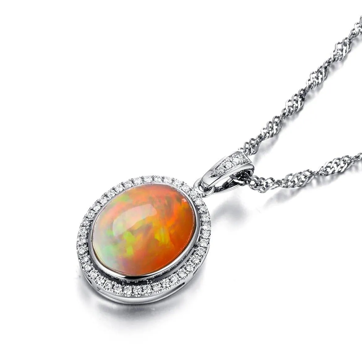 Baikalla™ "Ethiopian Opal" 18k gold Ethiopian Opal Pendant W/Diamonds