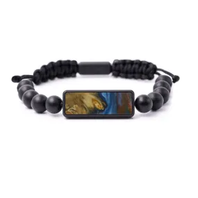 Bead Wood Resin Bracelet - Ricki (Teal & Gold, 593846)