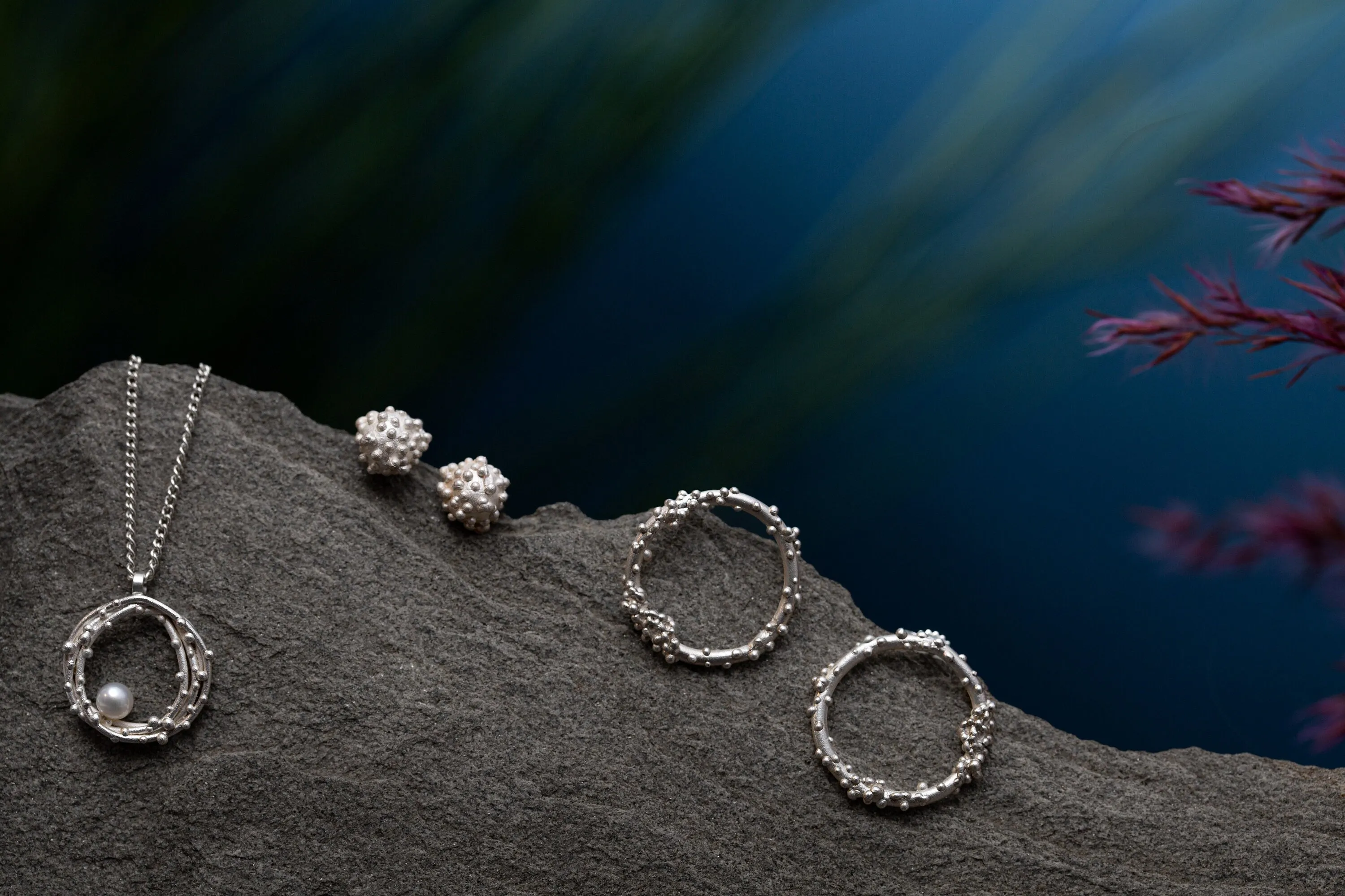 Beaded Silver Earrings
