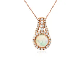 Bell Shaped Opal & Diamond Necklace