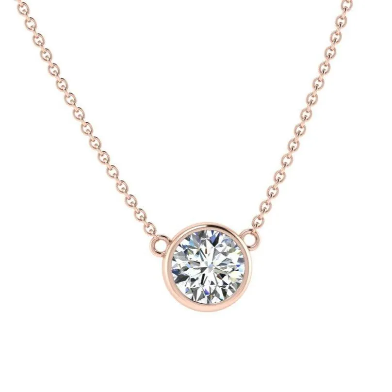 Bezel pendant necklace rose gold
