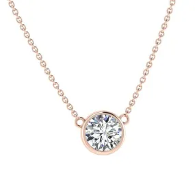 Bezel pendant necklace rose gold