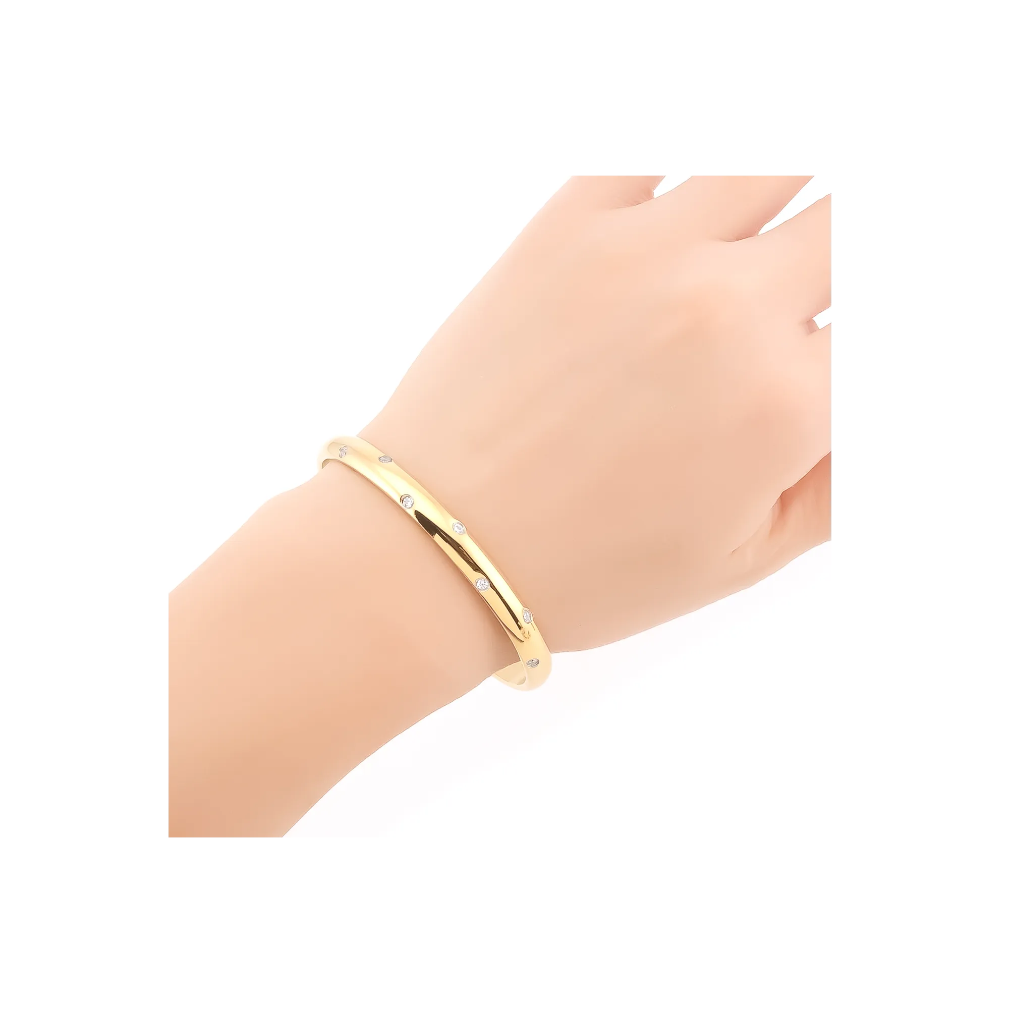 BG608G B.Tiff High Polish Gold 8-Stone Starlight Pave Adjustable Bangle Cuff