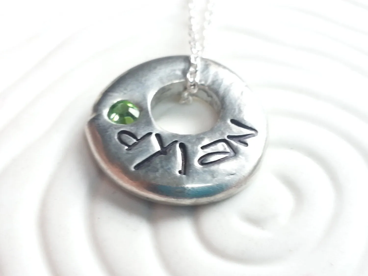 Birthstone Pebble Washer | Organic Mother's Necklace