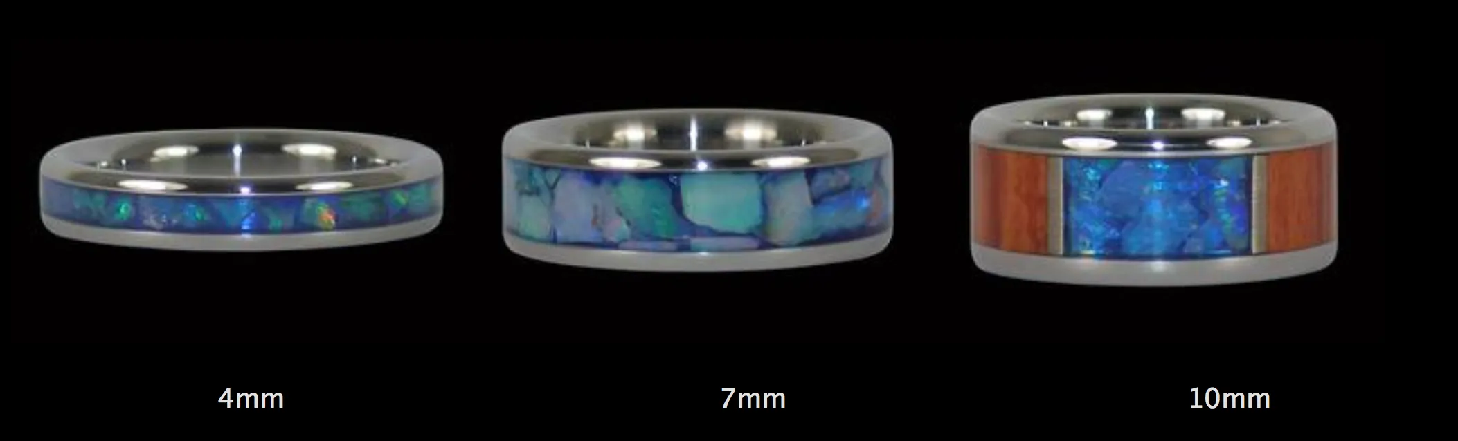 Black Fire and Ice Opal Titanium Ring