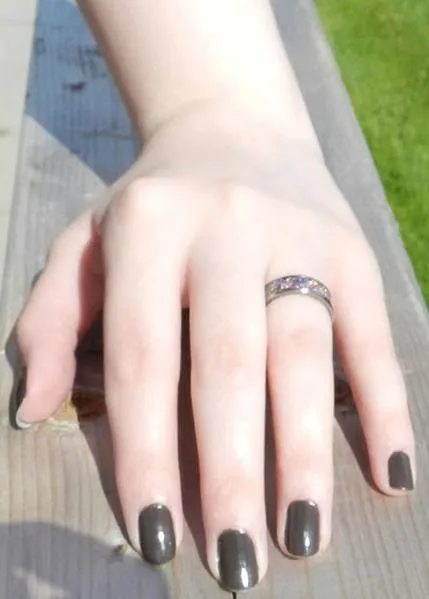 Black Fire and Ice Opal Titanium Ring