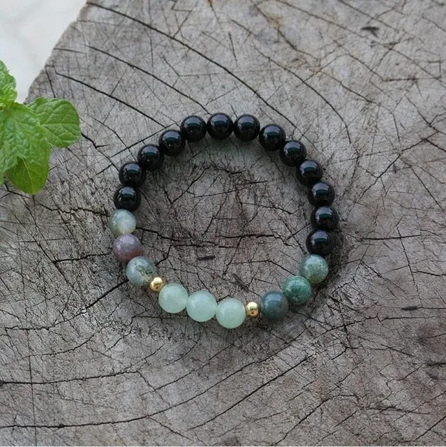 Black Onyx, Indian Agate & Aventurine Bracelet/Necklace