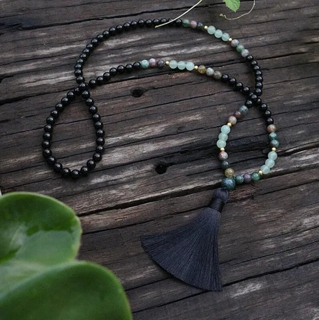 Black Onyx, Indian Agate & Aventurine Bracelet/Necklace