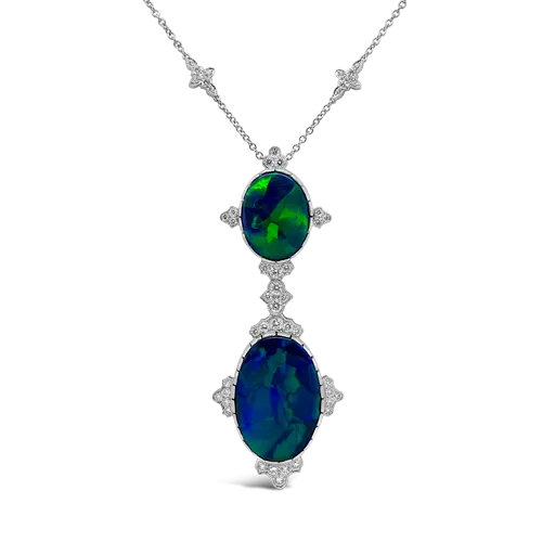 Black Opal & Diamond Necklace