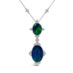 Black Opal & Diamond Necklace