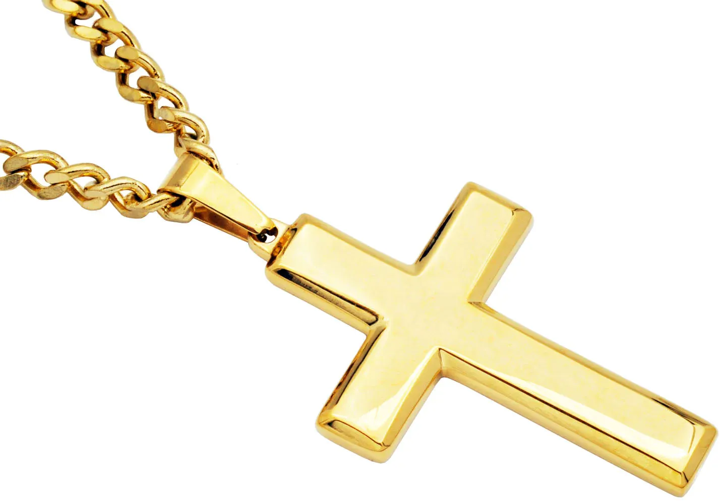 Blackjack Men's 18k Gold-Plated Cross Necklace BJP48GZ