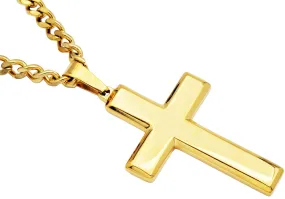 Blackjack Men's 18k Gold-Plated Cross Necklace BJP48GZ