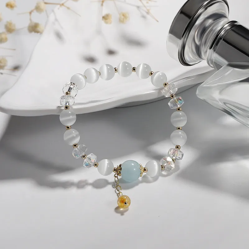 Blonde Crystal Tassel Bracelet with Opal and Aquamarine Features