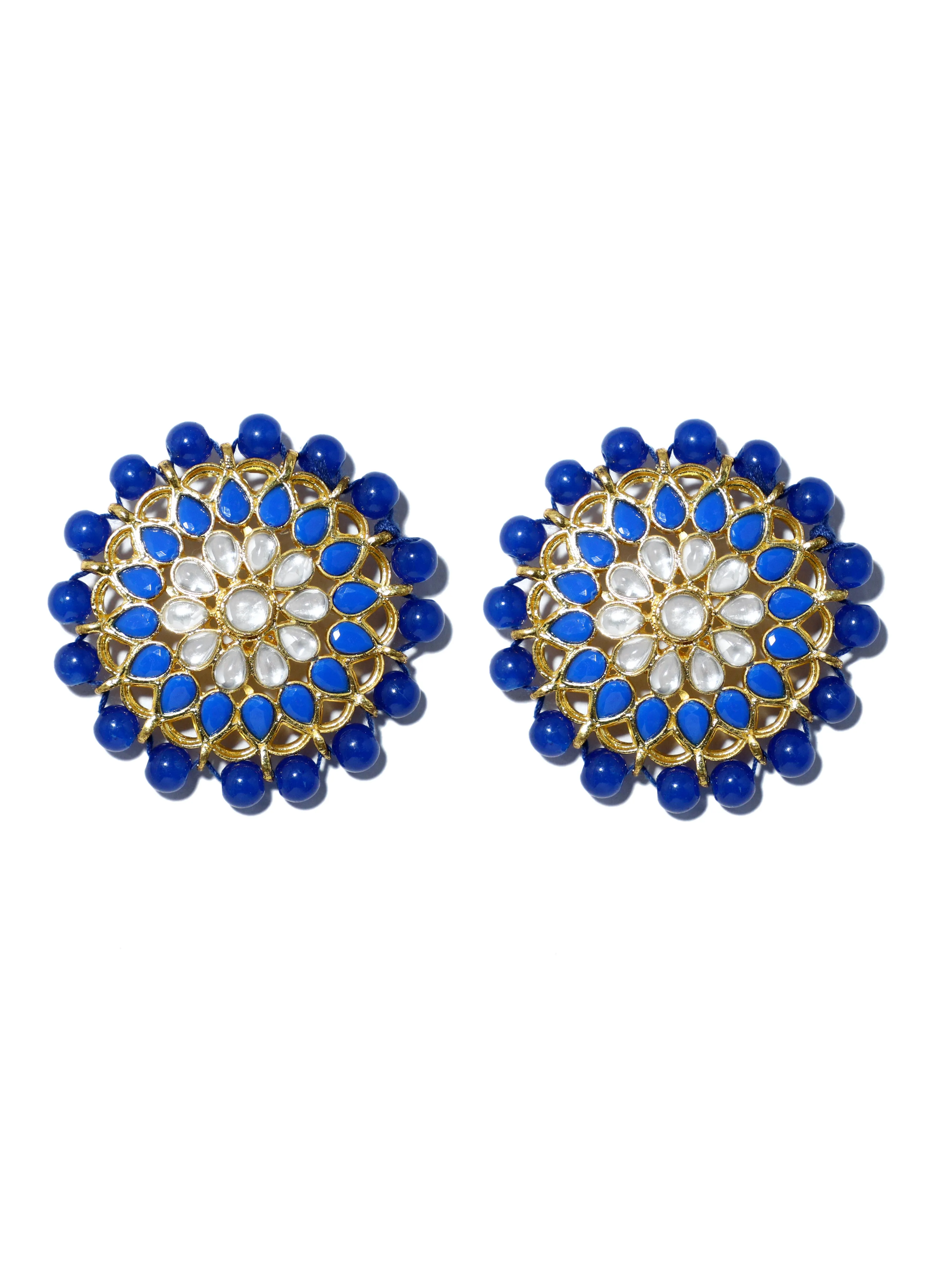 Blue Beaded Kundan Choker Necklace Set