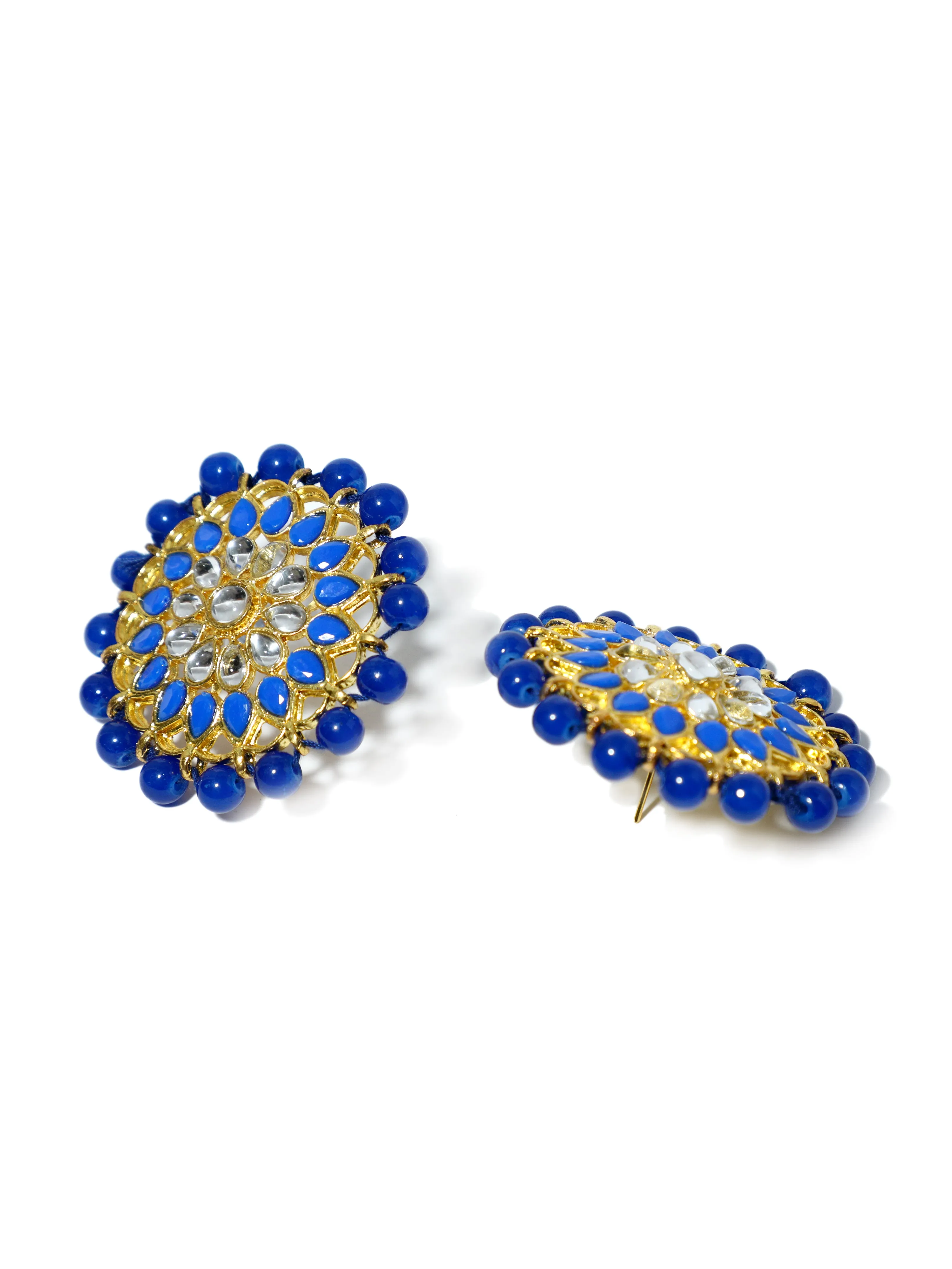 Blue Beaded Kundan Choker Necklace Set