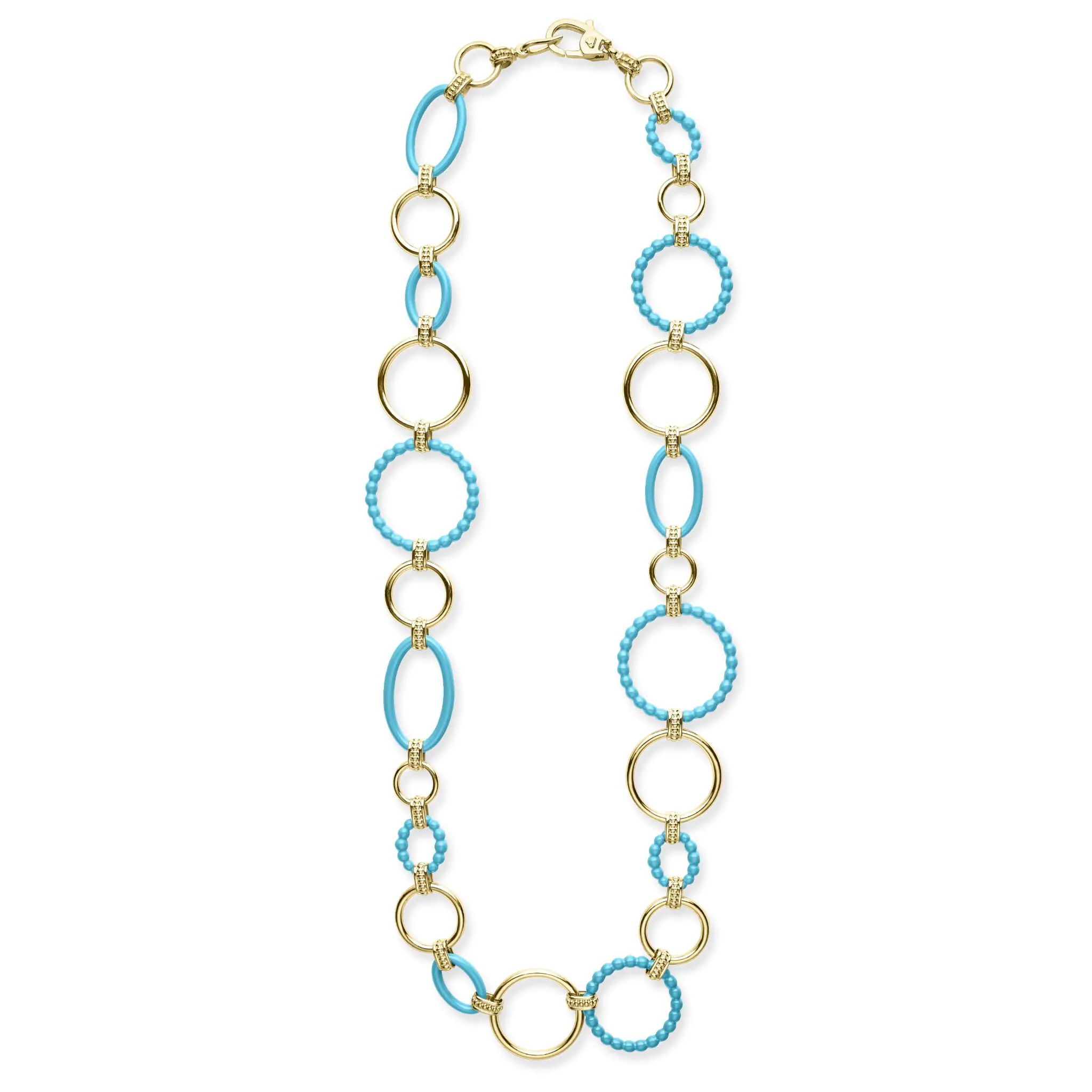 Blue Caviar 18k Gold and Blue Ceramic Link Necklace