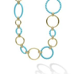 Blue Caviar 18k Gold and Blue Ceramic Link Necklace