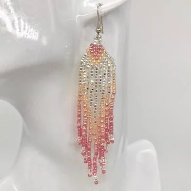 Blush Pink & Silver Beaded Earrings