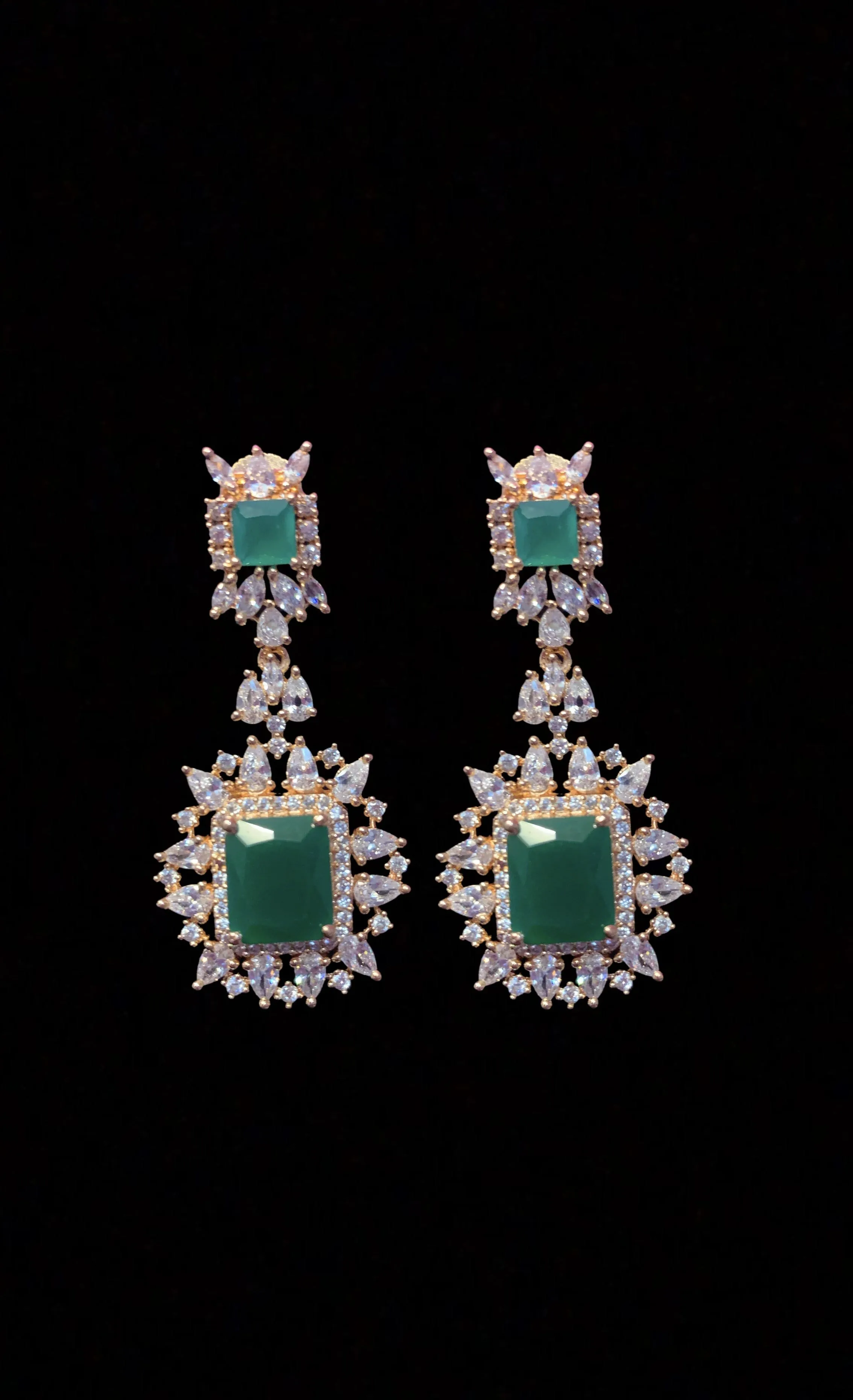 BR30 Sarah  gold plated cz set in green  ( SHIPS IN 3 WEEKS )