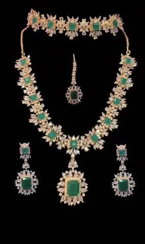 BR30 Sarah  gold plated cz set in green  ( SHIPS IN 3 WEEKS )