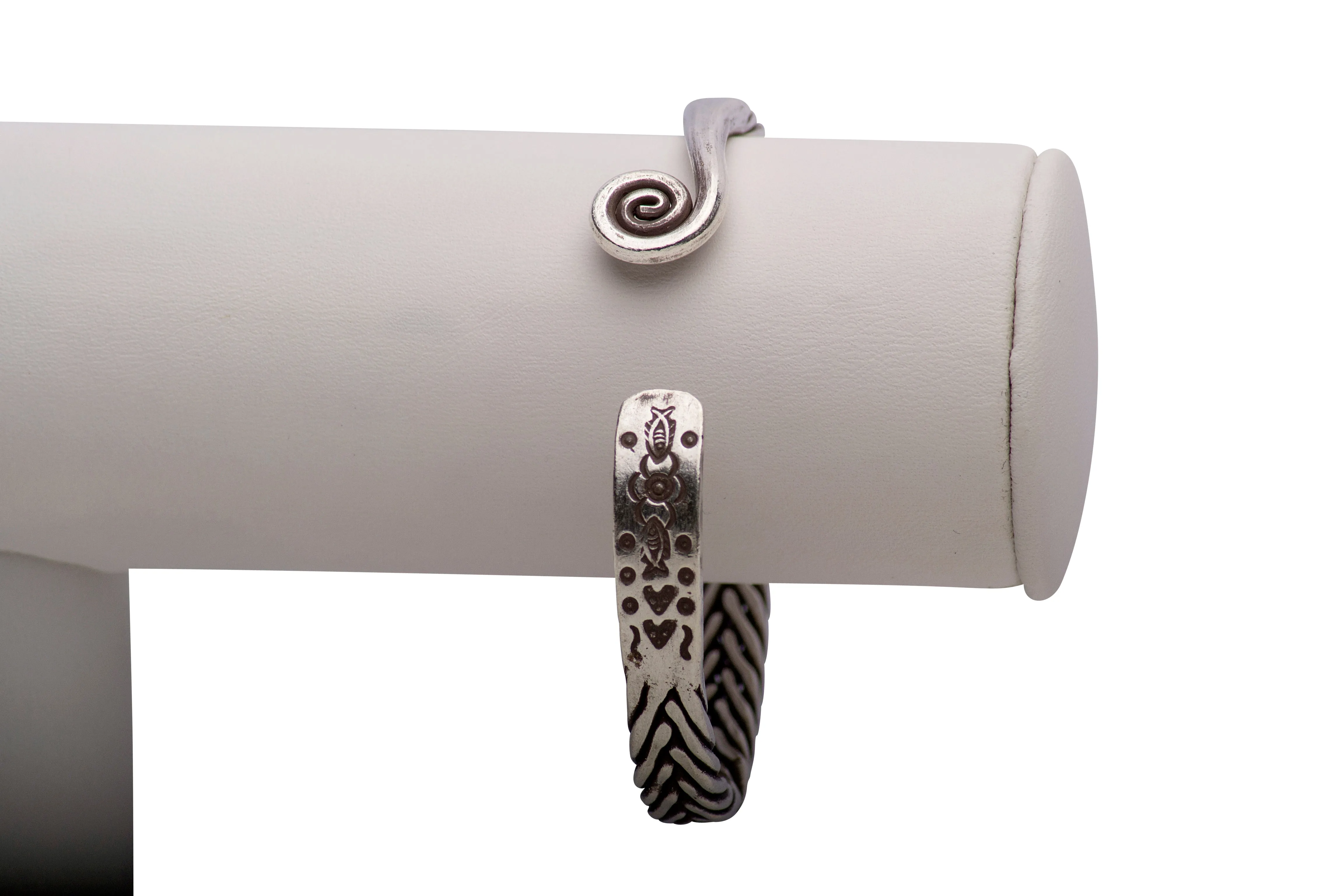 Braided Silver Open Bangle