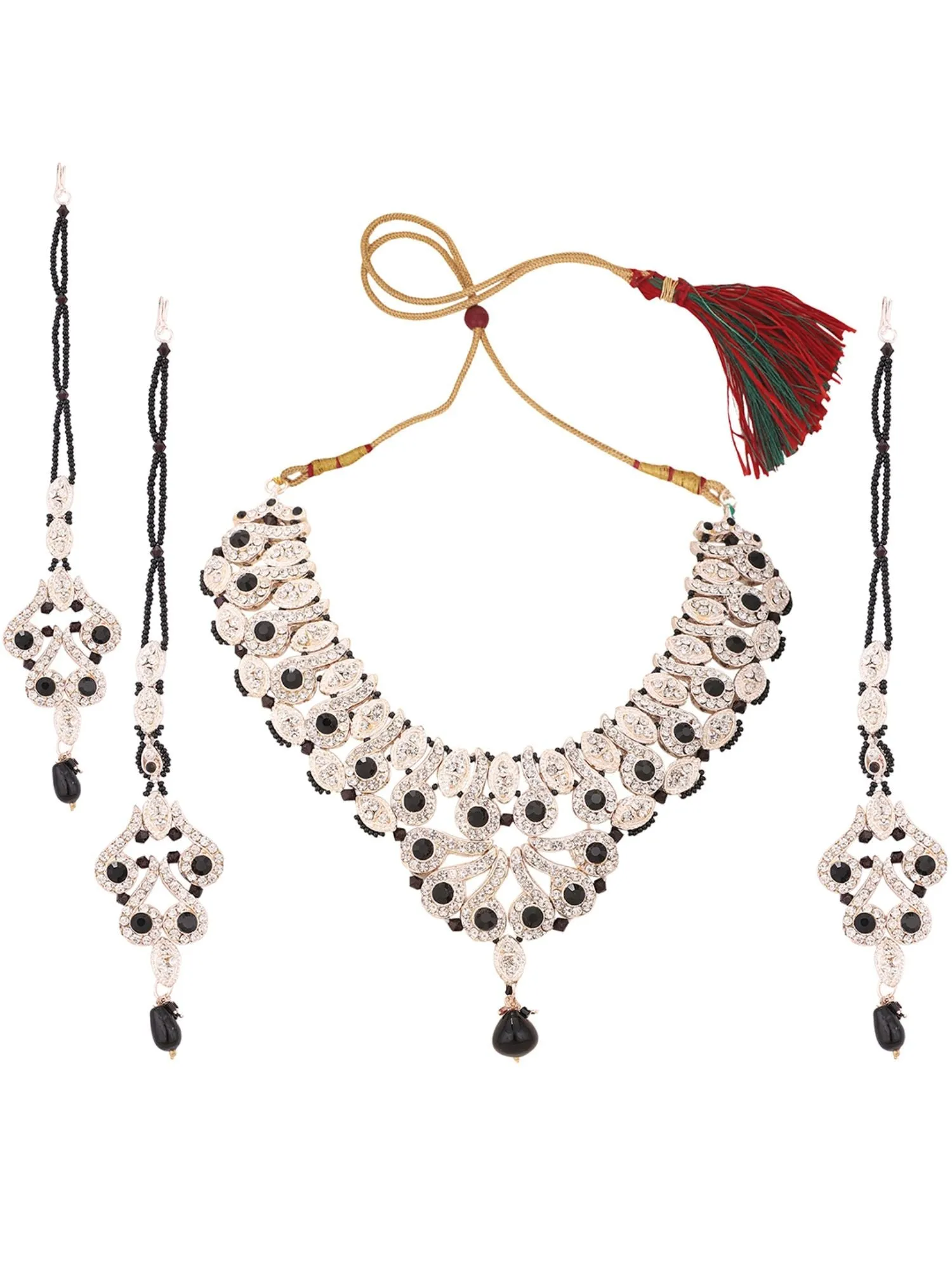 Brass Black Jewelry Set - Elegance In Ebony Beauty - Anikas Creation