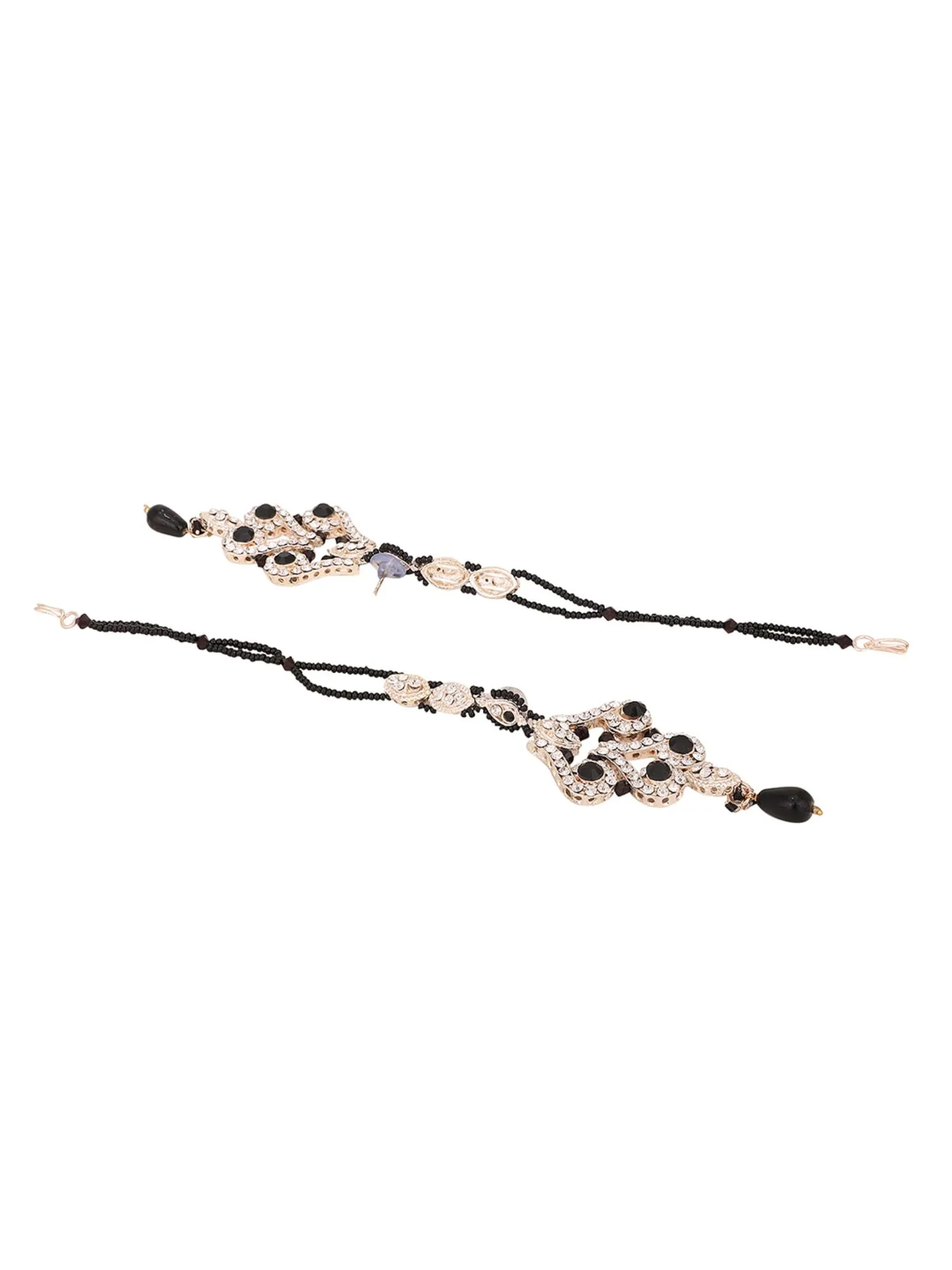 Brass Black Jewelry Set - Elegance In Ebony Beauty - Anikas Creation