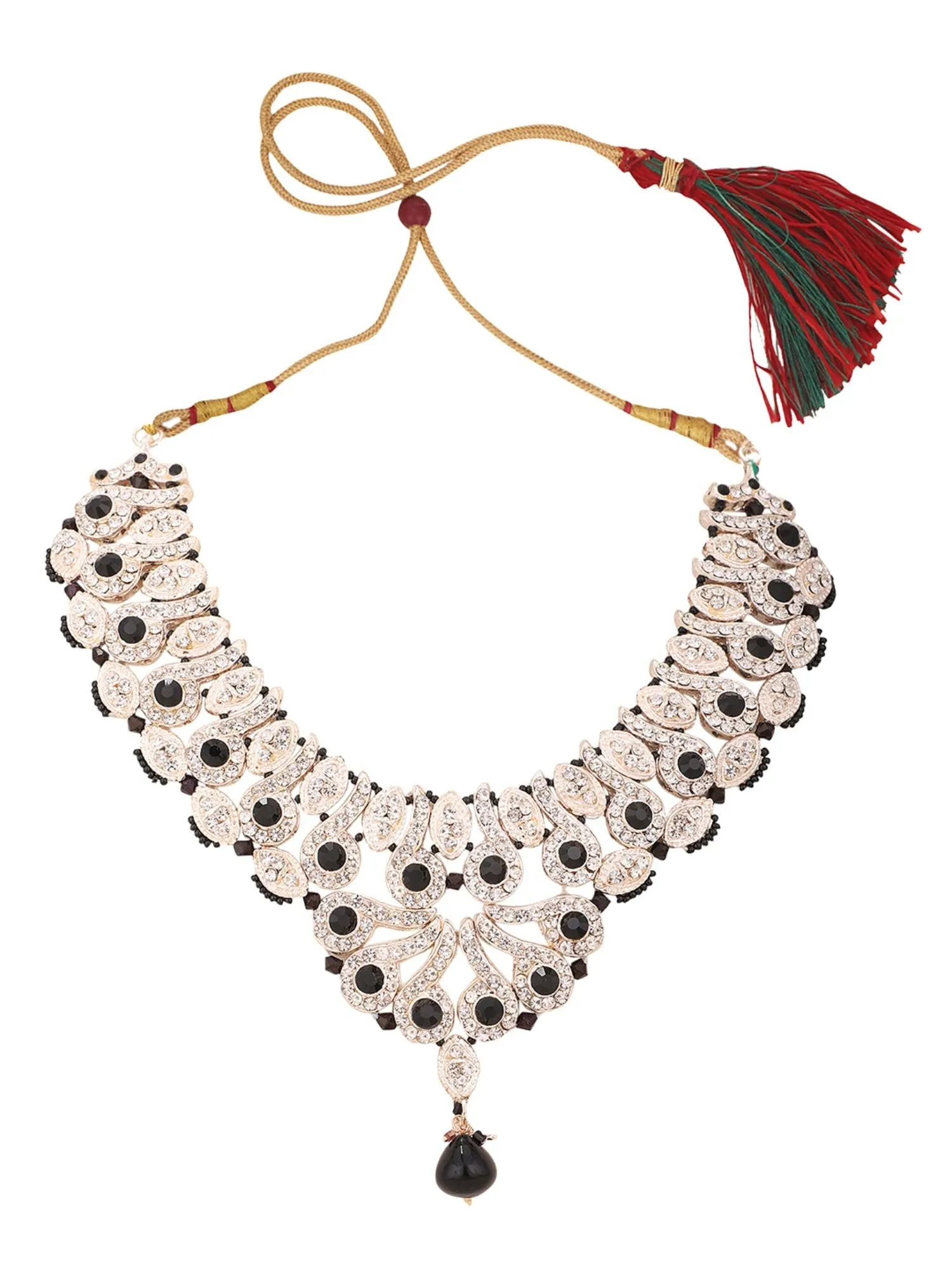 Brass Black Jewelry Set - Elegance In Ebony Beauty - Anikas Creation