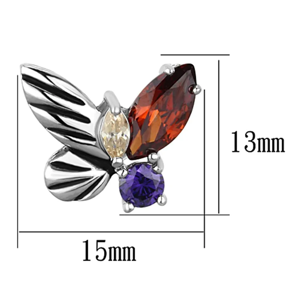 Brass Earrings with AAA Grade CZ in Multi Color for Women Multi Color Stone Color Style 3W610