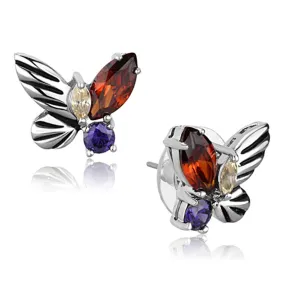 Brass Earrings with AAA Grade CZ in Multi Color for Women Multi Color Stone Color Style 3W610