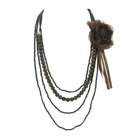 Bronze & Black Beaded Necklace