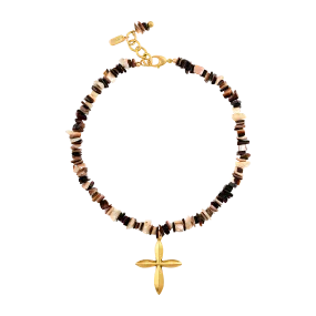 Brown Shell Cross Necklace
