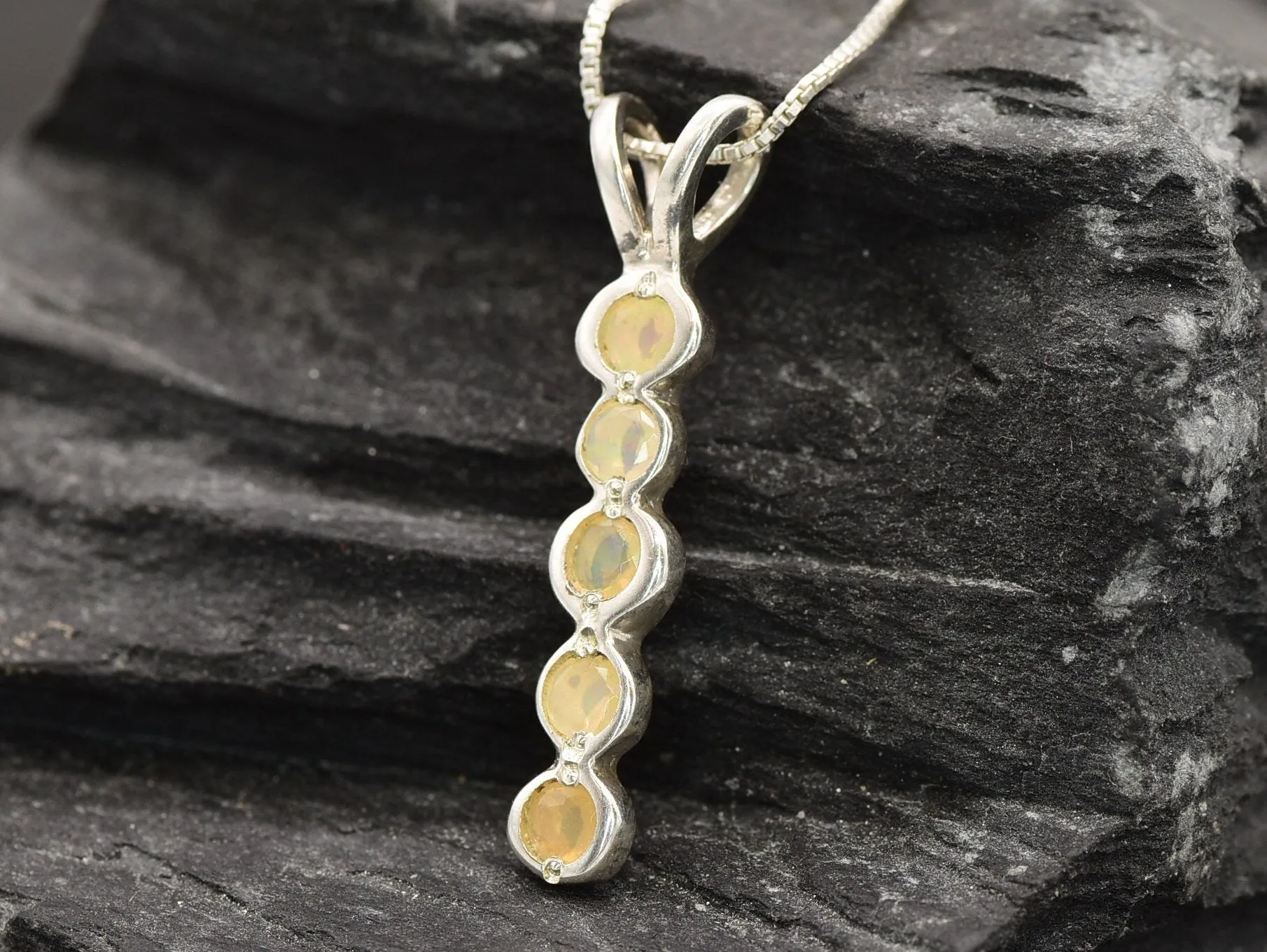 Bubble Opal Pendant - Natural Ethiopian Opal - Long Fire Opal Pendant