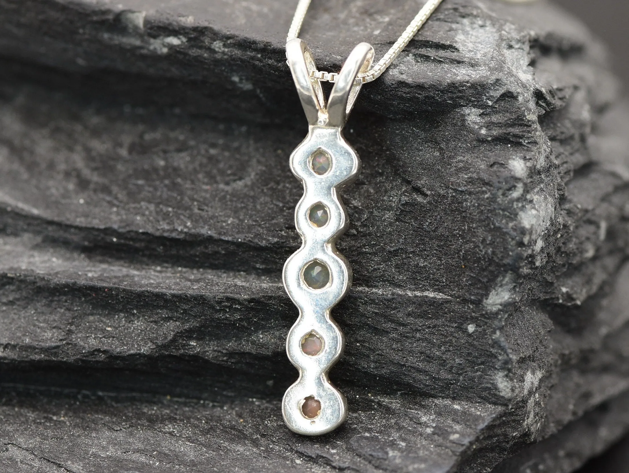 Bubble Opal Pendant - Natural Ethiopian Opal - Long Fire Opal Pendant