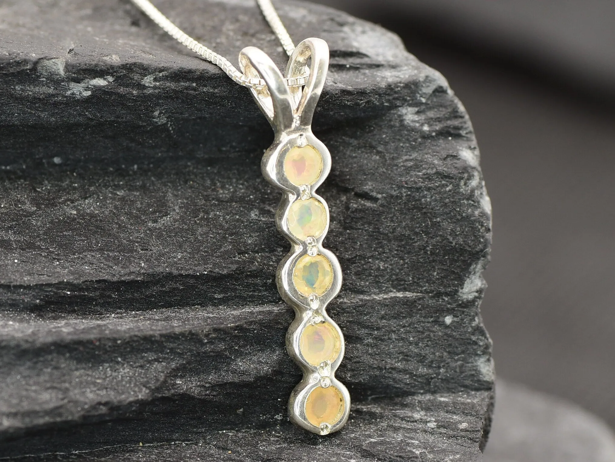 Bubble Opal Pendant - Natural Ethiopian Opal - Long Fire Opal Pendant