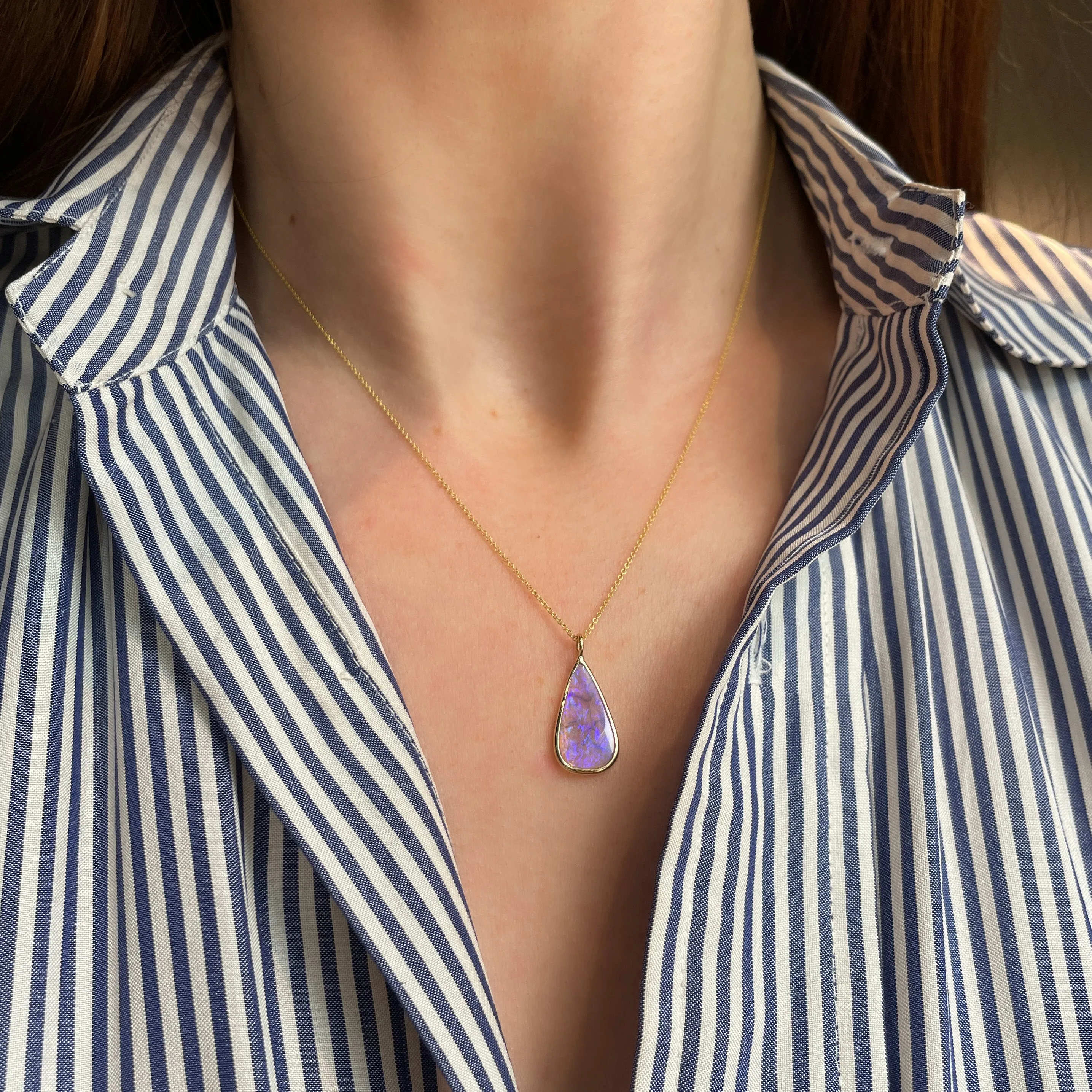 Butterfly Wing Teardrop Opal Necklace