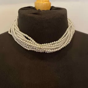 Carolee white/gold Beaded multi strand Necklace