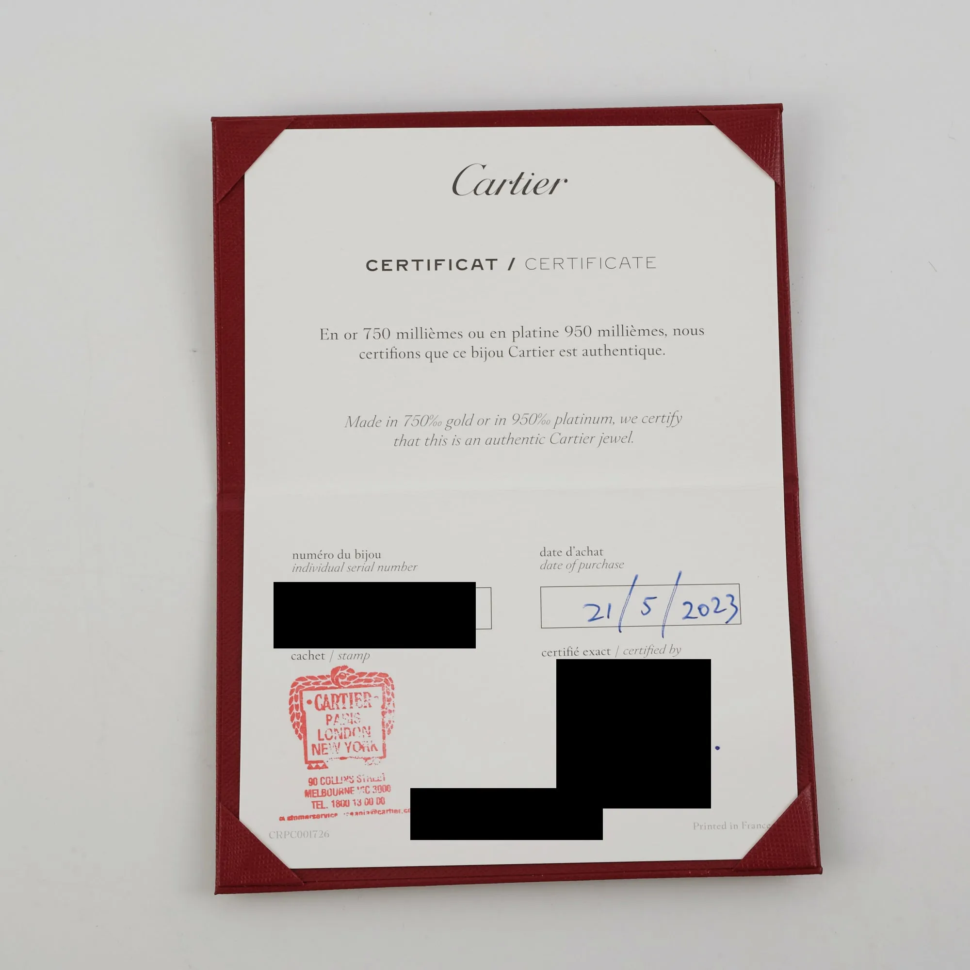 Cartier Small Model Love Bracelet Size 19