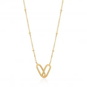 Chain Reaction Shiny Gold Beaded Chain Link Necklace N021-01G
