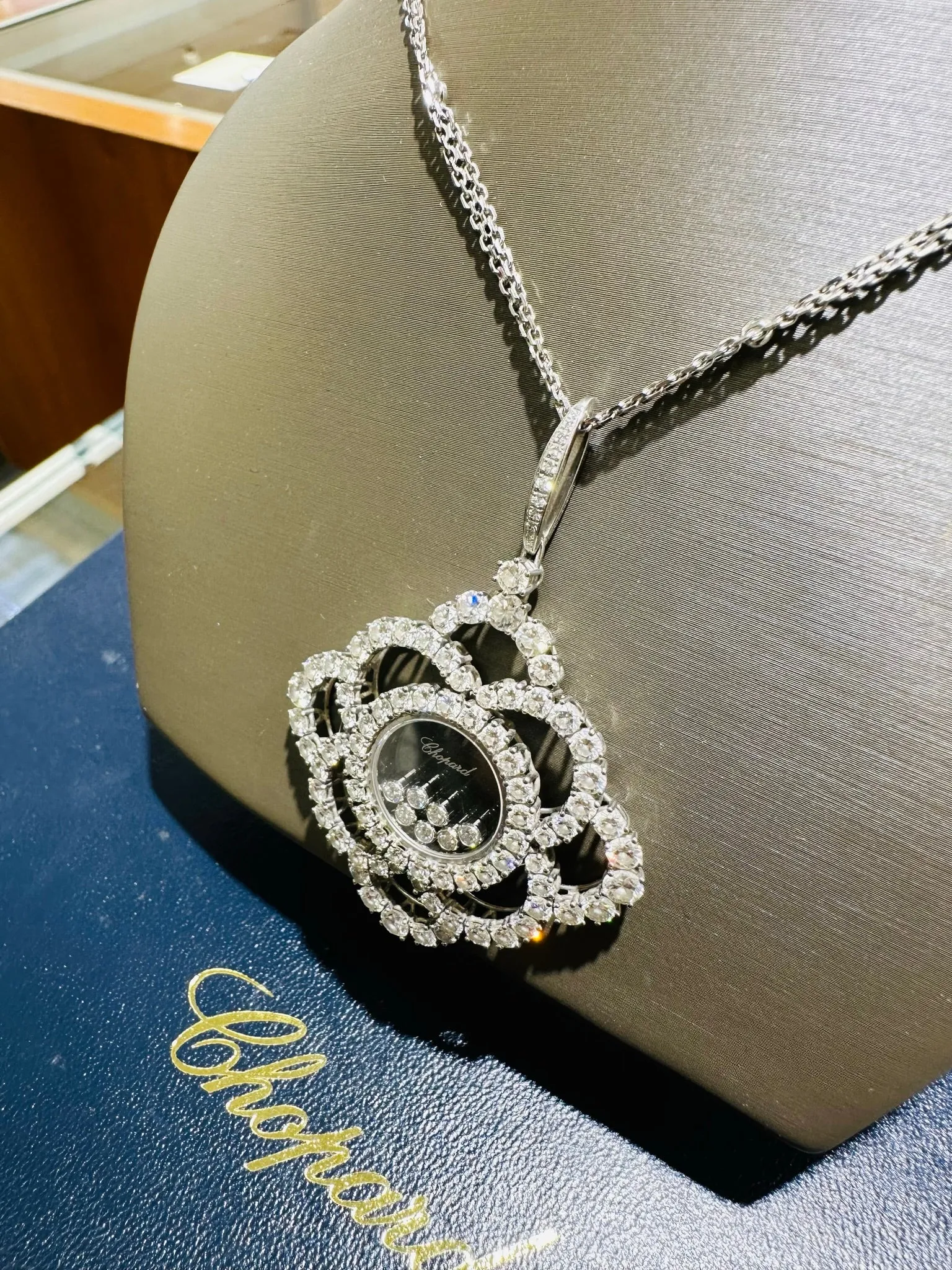 Chopard Happy Diamonds Flower Pendant Necklace 18K White Gold 799449-1001