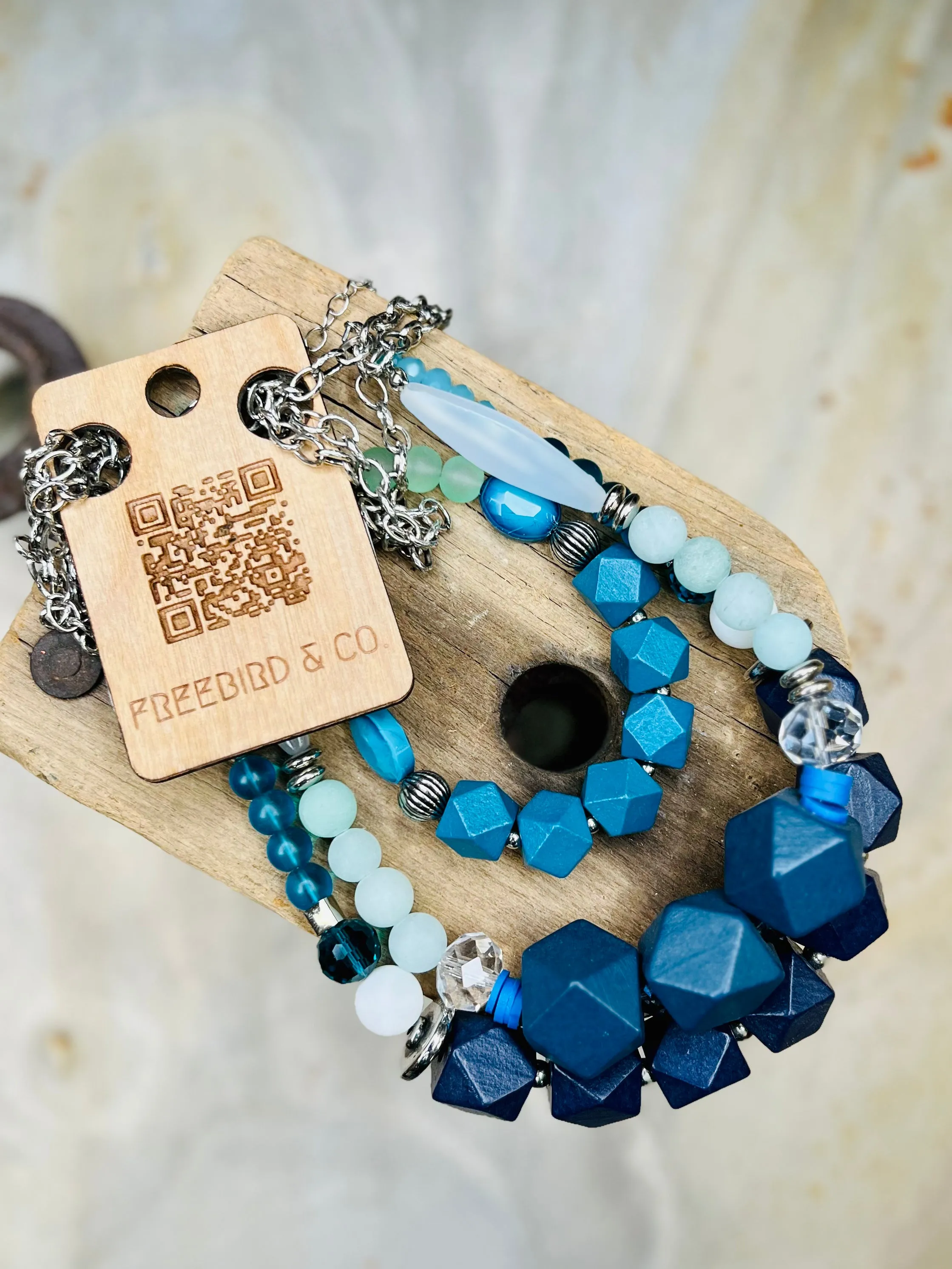 Chunky Triple Strand Beaded Necklace