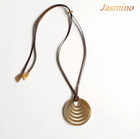 Circle Handmade Pendant J17398, Made by Buffalo Horn and Lacquer