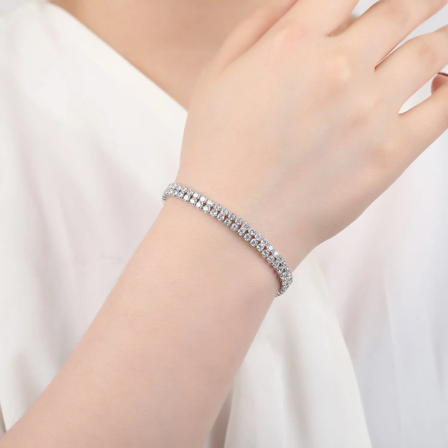 Classic 5A Cubic Zirconia Silver Bracelet Chains  for Women CK10090