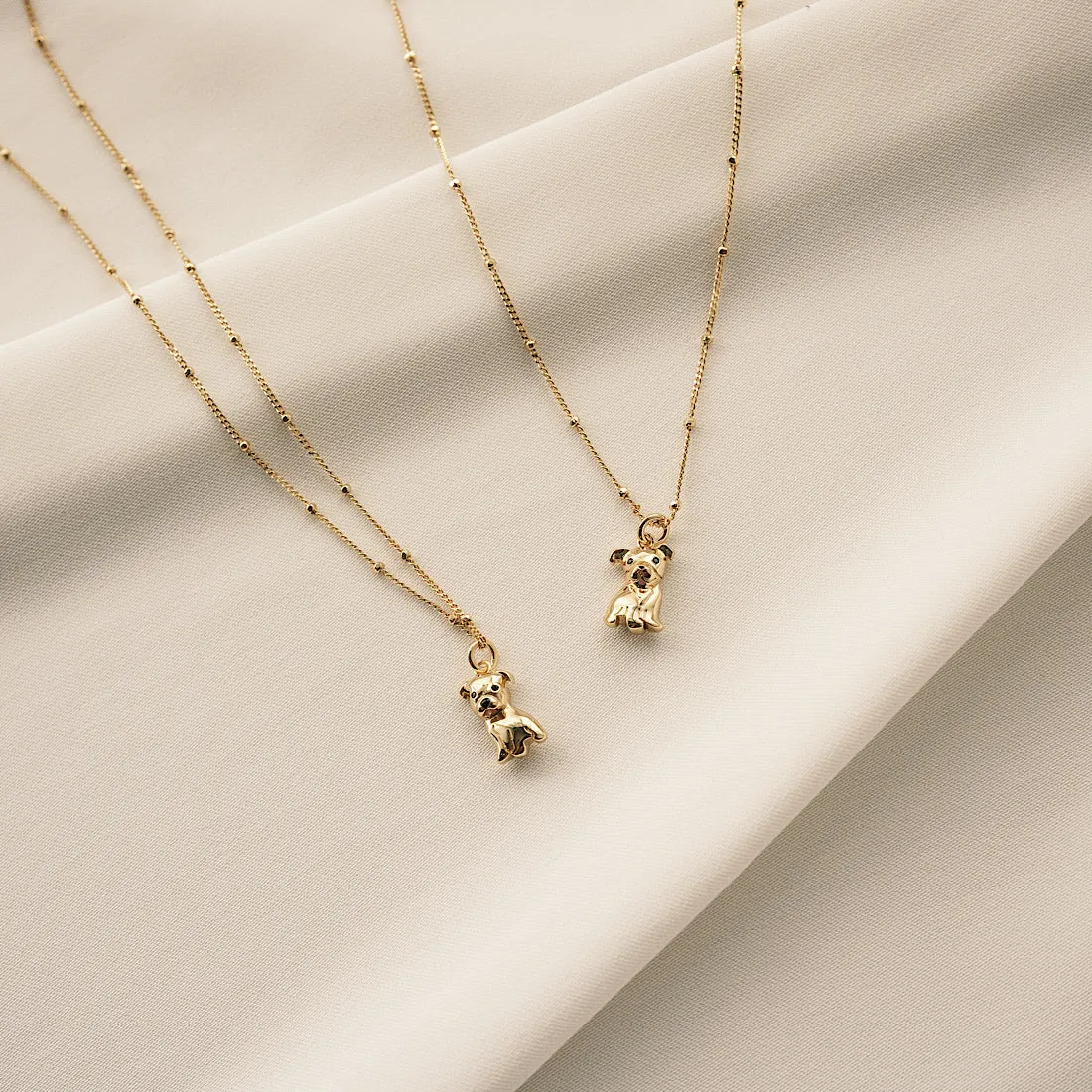 Cloud Haven Bulldog Sweetie Pendant Necklace in Truffle Gold