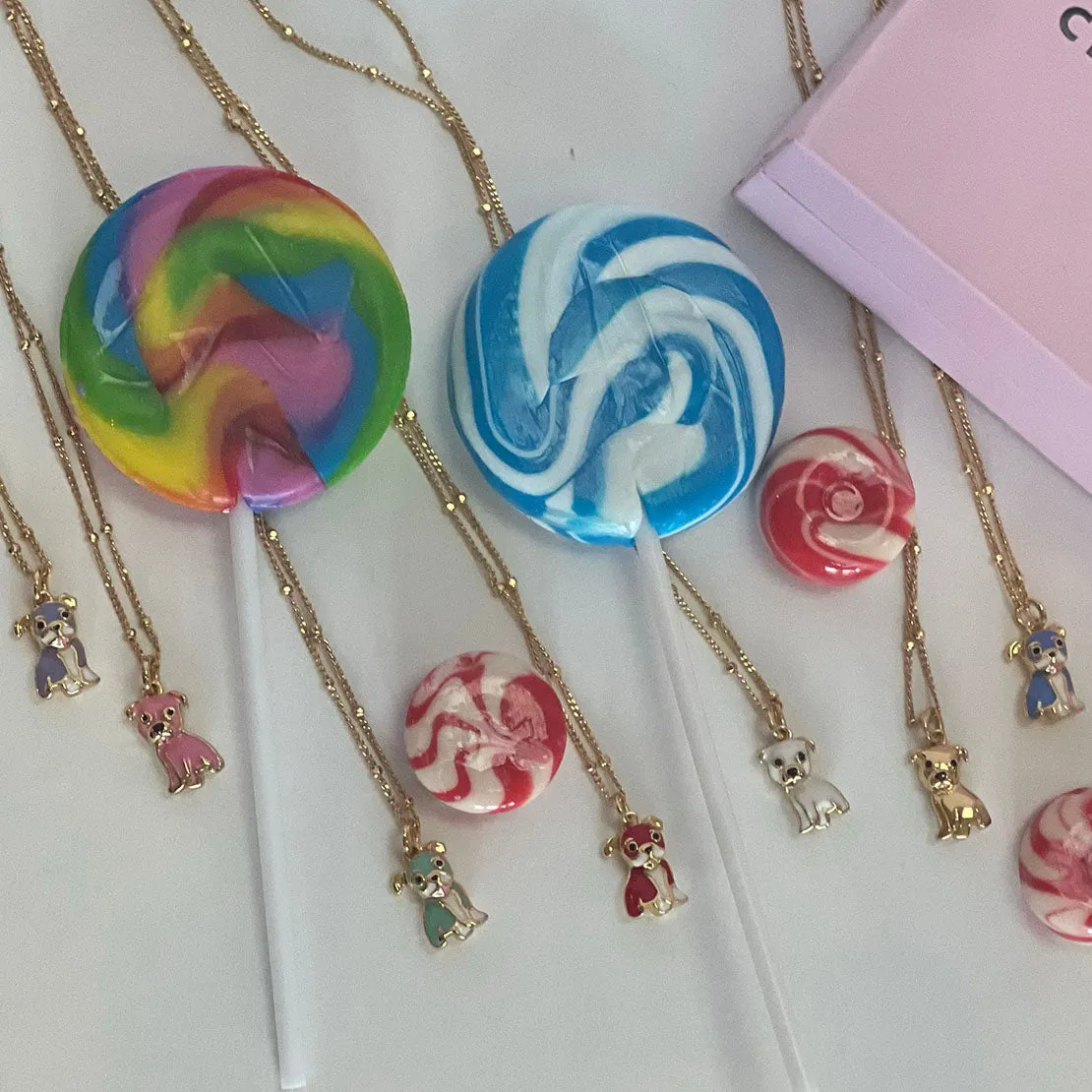 Cloud Haven Bulldog Sweetie Pendant Necklace in Truffle Gold