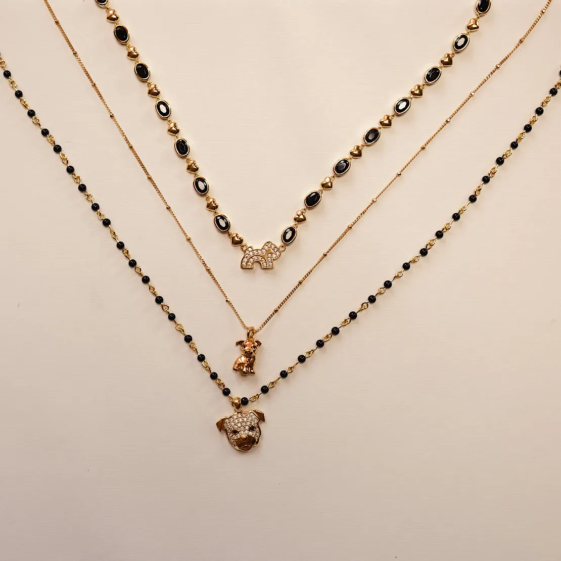 Cloud Haven Bulldog Sweetie Pendant Necklace in Truffle Gold