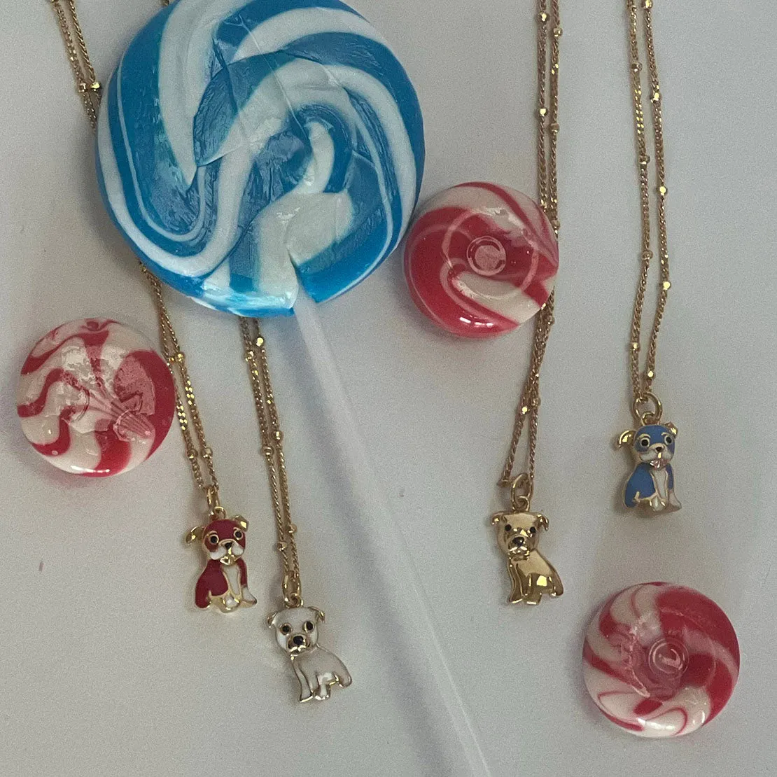 Cloud Haven Bulldog Sweetie Pendant Necklace in Truffle Gold