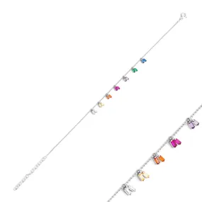 Colorful Charm Beaded Bracelet Sterling Silver 925 Rainbow Fashionista Rainbow Dainty Jewelry - KESLEY